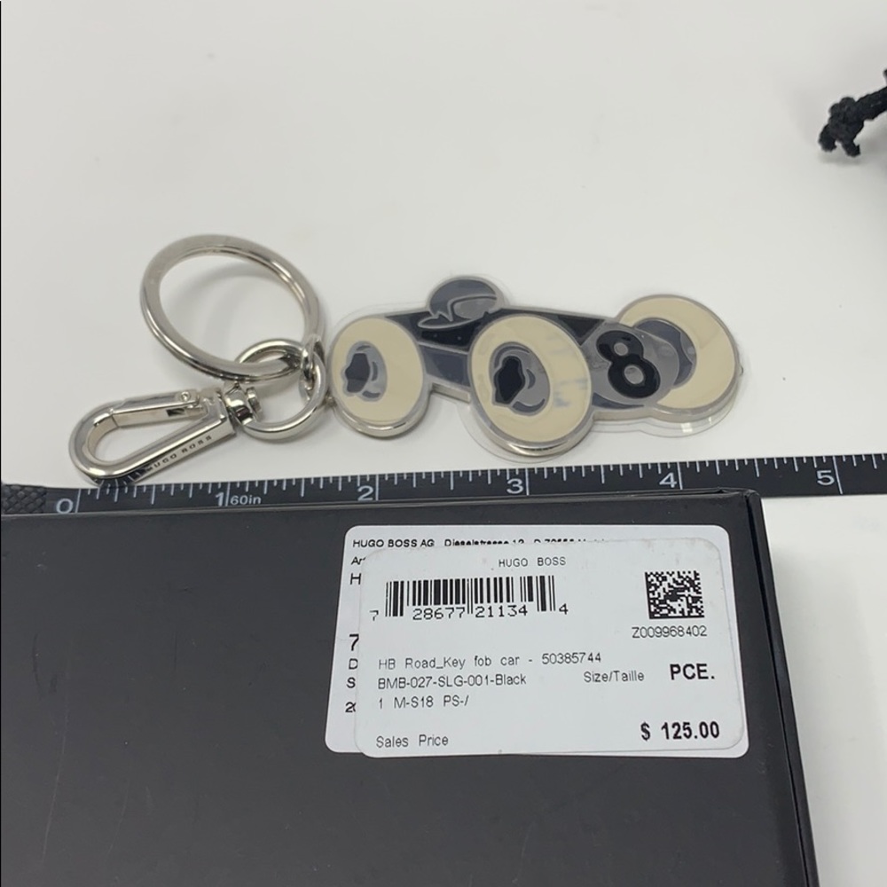 Hugo Boss White Racing Car Key Chain - Picture 5 of 6